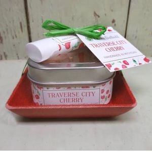 Traverse City Cherry Candle & Lip Dish Kit-Cherry Lovers- Candle + Lip Balm
